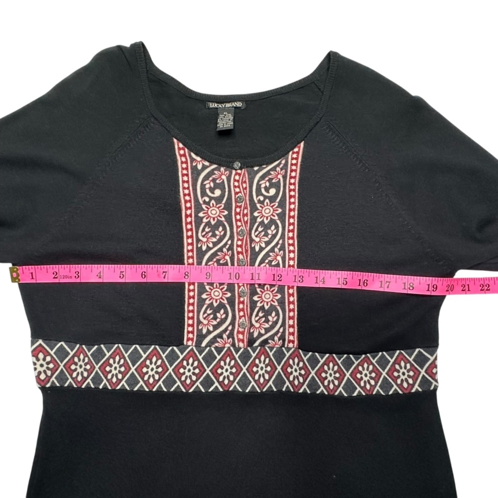 Lucky Brand Black White and Red Print Sweater Dress Size XL - Picture 6 of 8